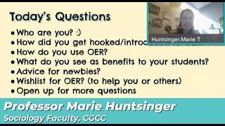 Open Education Week [Panelist#3: Professor Marie Huntsinger, Sociology Faculty]