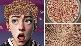 ASMR Head Lice Removal Animation | Satisfying Dandruff Scratching & Lice Treatment ASMR Animation