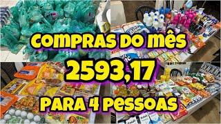 Compras do Mês de Agosto . 2593,17 , para 4 pessoas .