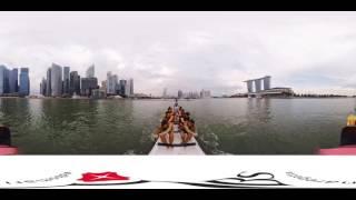 DBS Marina Regatta: 360 view of paddling on a dragon boat in the bay