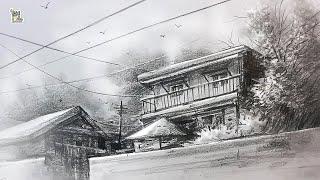 How to draw Old Buildings in Street Scenery Art