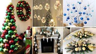 100+ CHRISTMAS HOME DECOR IDEAS 2024 2025 - CHRISTMAS DECORATIONS USING BAUBLES - CHRISTMAS TRENDS