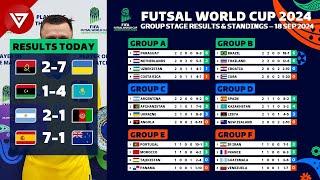  [MD2] FIFA FUTSAL WORLD CUP 2024 Group Results & Standings Table as of 18 Sep 2024