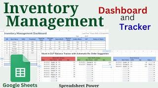 Inventory Management Template - Google Sheets - IN OUT Balance Track with Auto Re-Order