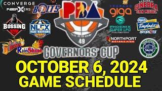 PBA Game Schedule Today October 6, 2024 | PBA Governors' Cup Schedule Update