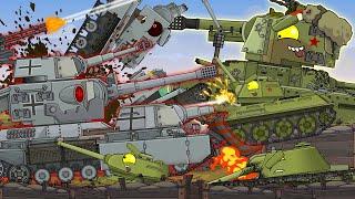 German fanatics vs the Soviet strongman. Cartoons about tanks