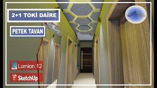 Toki 2+1 antre petek(alçıpan) tavan 3D çizim lumion #sketchup #lumion #vray