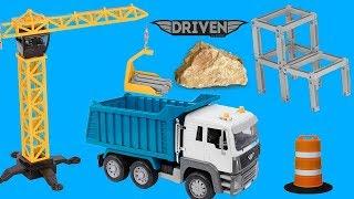 DRIVEN BY BATTAT CONSTRUCTION CRANE PLAYSET, EXCLUSIVE DUMP TRUCK, CONSTRUCTION SITE, BUILDING TOYS