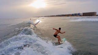 Surfing at Sunset!! Fort Walton Beach Destin Gulf Coast Okaloosa Island Pier Boardwalk Emerald