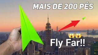 Como fazer um avião de papel fácil que voa mais de 200 pés!