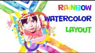 Quick watercolor rainbow background for scrapbook layout