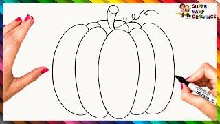 How To Draw A Pumpkin Step By Step  Pumpkin Drawing Easy