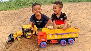 Kids Playing with Bruder JCB, Unboxing Truck Toy  | Loading soil In Dumper with JCB | CN Toys