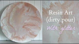 Resin art dirty pour with glitter