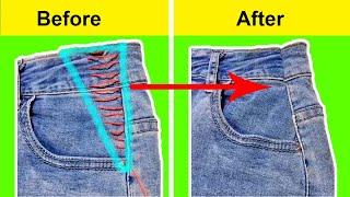 How to downsize the waist of jeans | Take in jeans waist | Pant waist alteration (Easy & Quick)