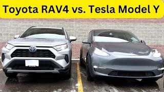 2025 Toyota RAV4 vs. TESLA Model Y | Side by Side Comparison Review