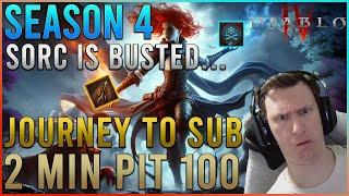 My Journey to SUB 2 MIN P100?!?! INSANE Pit Speed/EndGame Sorc Build -  Diablo 4 Season 4