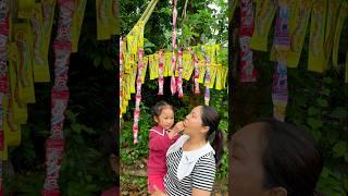 little girl picks rainbow candy for her mother #funny #cute #woodscraft