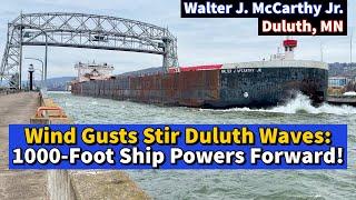 ️Wind Gusts Stir Duluth Waves: 1000-Foot Ship Powers Forward!