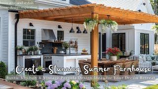 Create a Stunning Summer Farmhouse: Rustic Kitchen & Vintage Pergola Design Ideas Your Dream Retreat