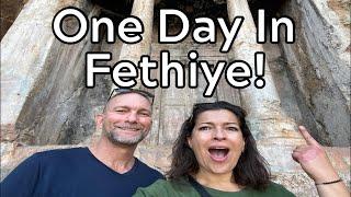 ONE DAY IN FETHIYE TURKEY! - Amazing Seafood, Tomb of Amyntas, Lycian Sargophagi and Waterfront Walk