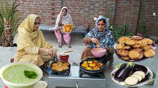 Village Evening Routine with Cricpy Brinjal Potatoes Pakora Recipe | Village Streets Food |