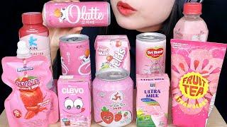 ASMR MINUMAN WARNA PINK  ULTRAMILK, OLATTE, KIN YOGURT, ICHITAN, CLEVO, JELLVIT, FRUIT TEA