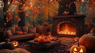 Autumn Jazz Playlist with Halloween AmbiencePumpkin Glow, Rain & Fireplace Sounds for Stress Relief