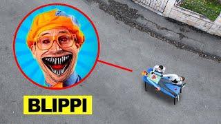 DRONE CATCHES BLIPPI SURGERY in REAL LIFE at CURSED STREET!