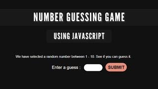 Number Guessing Game Using JavaScript