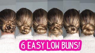 6 LOW MESSY BUN UPDO HAIRSTYLES! School Hairstyles | Work Hairstyles | Short, Medium, Long Hair!