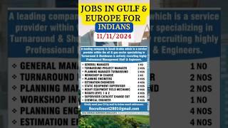 JOBS REQUIREMENTS FOR INDIANS IN GULF AND EUROPE | GULF AND EUROPE JOBS REQUIREMENTS FOR INDIANS|GKS