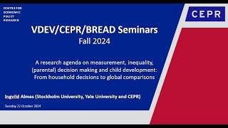 VDEV 57 - 22 October 2024: Ingvild Almas (Stockholm University, Yale University and CEPR)