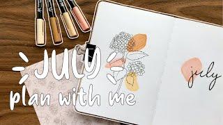 Minimal hydrangea bullet journal theme | July 2020 Plan With Me