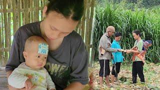 An 18-year-old single mother and her son pick vegetables in the garden and cook at the farm