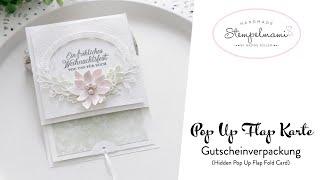 Gutscheinverpackung als Pop Up Flap Karte | Hidden Pop Up Flap Fold Card | Spiegeltechnik | Basteln