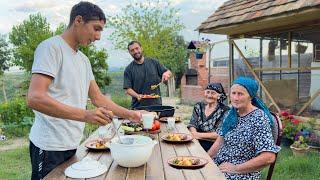 Living in a Remote Mountain Village: Caucasian Farmer Family's Daily Life and Recipes