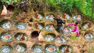 Dwarf Family Primitive Life: Chicken Eggs Harvest From Underground | Happy survival life.