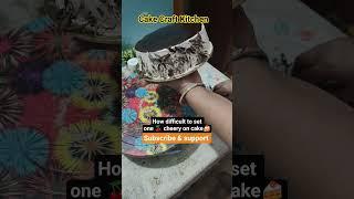 How difficult to set Cherry on a Chocolate Cake #shortvideo #cake #cakes #cakedecorating