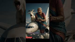 Grandmother and goat went on a trip by airplane ️ #goat #animals #grandmother