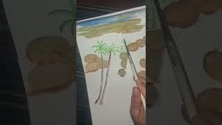 How to draw hill seneary water colour#yputubeshorts #drawing