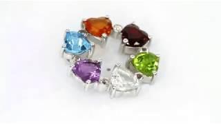 Topaz Citrine Garnet Peridot Gemstone Heart Sterling Silver Pendant + Chain
