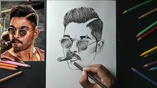 How to Draw Allu Arjun | Drawing Allu Arjun Step by Step | Drawing Tutorial