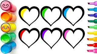 How to Draw 6 Colorful Hearts | Easy Step by Step Tutorial for Beginners