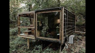 Shipping container TINY HOUSE AIR BNB // Courtney Renae Films // Forest Havens | DwellBox in Ohio