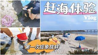 vlog｜海滩捉竹蛏新手体验: 笑点十足的赶海冒险！ 被表妹美甲戳中笑点｜沉浸式第一视角体验赶海️｜葡萄牙 Portugal｜小米丘XiaoMiChu