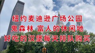 纽约 麦迪逊广场公园  鬼森林  富人的休闲地 好吃的汉堡每天排队购买