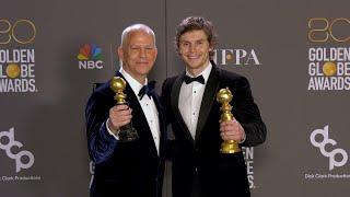 Ryan Murphy and Evan Peters 2023 Golden Globes Press Room