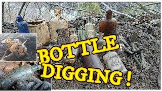  2024 Bottle Digging Dump Digging # 44  Digging For Antique Bottles On A 120yr Old Hillside Dump ©