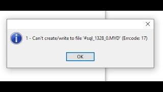 Solved Error Can't Write/Create to File - MySQL Error